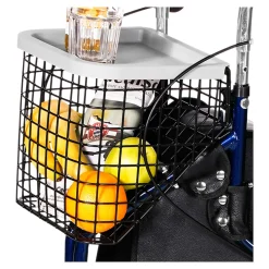 Die moderne Hausfrau 3 Rad Rollator Actimo Delta mit Drahtkorb und Stofftasche, faltbar