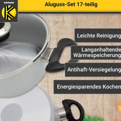 Die moderne Hausfrau Aluguss-Topfset, 17-teilig grau