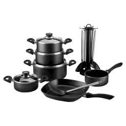 Die moderne Hausfrau Aluguss-Topfset, 17-teilig schwarz