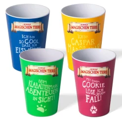 Die moderne Hausfrau AWAVE Die Schule der Magischen Tiere Trinkbecher 250 ml rPET Set 4-teilig, mit Eichstrich