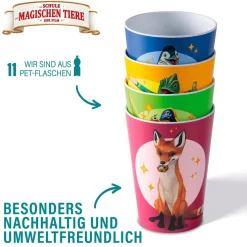 Die moderne Hausfrau AWAVE Die Schule der Magischen Tiere Trinkbecher 250 ml rPET Set 4-teilig, mit Eichstrich