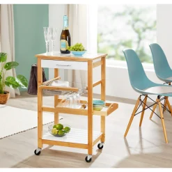 Die moderne Hausfrau Bambus-Küchen- und Servierwagen