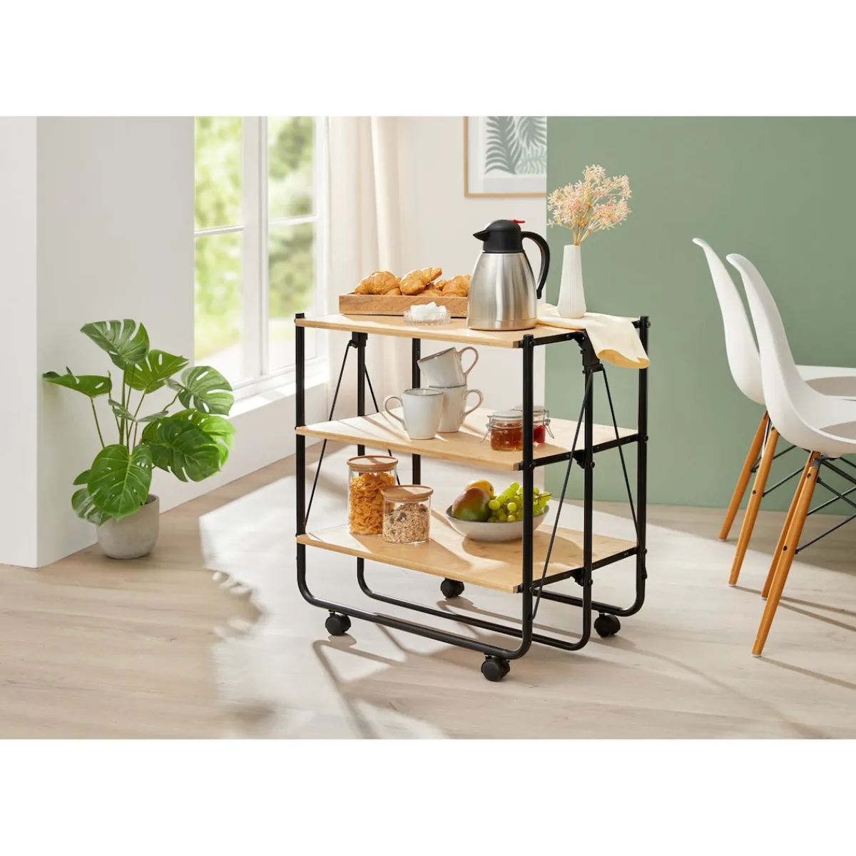 Die moderne Hausfrau Bambus-Servierwagen, klappbar