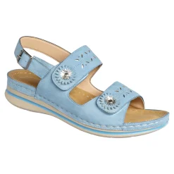 Damen Die moderne Hausfrau Bequem-Klettsandalette "Carina" hellblau