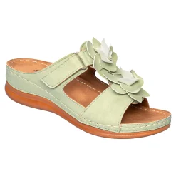 Damen Die moderne Hausfrau Bequem-Pantolette „Blume“ grün