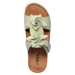 Damen Die moderne Hausfrau Bequem-Pantolette „Blume“ grün