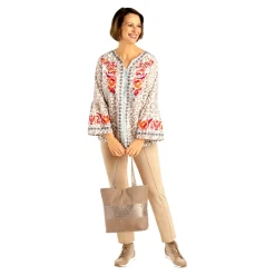 Damen Die moderne Hausfrau Bluse "Romantik" beige/weiß