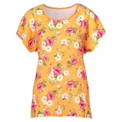 Damen Die moderne Hausfrau Blusenshirt „Blütenzauber“ orange