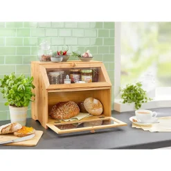 Die moderne Hausfrau Brotkasten mit 2 Fächern, Holz natur
