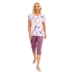 Damen Die moderne Hausfrau Capri-Schlupfhose mit Biese aubergine