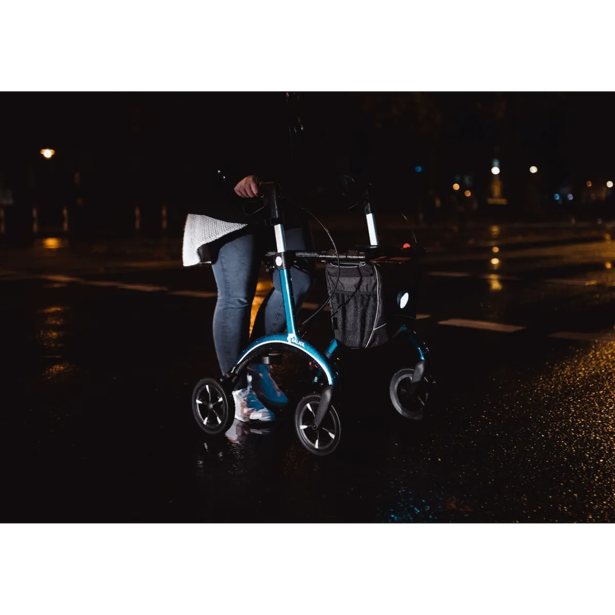 Die moderne Hausfrau Carbon Rollator inklusive Tasche, faltbar Midnight Blue