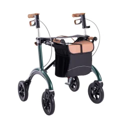 Die moderne Hausfrau Carbon Rollator inklusive Tasche, faltbar British Racing Green