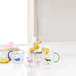 Die moderne Hausfrau 3D Glas-Tasse, 350 ml Schildkröte