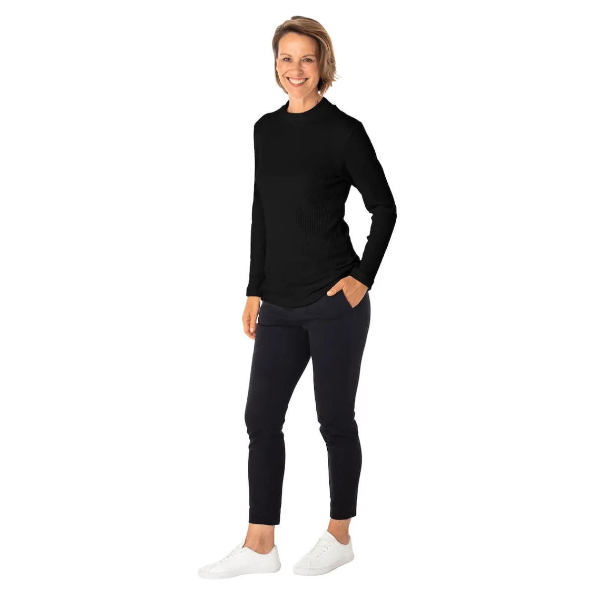 Damen Die moderne Hausfrau Damen-Pullover, gerippt schwarz