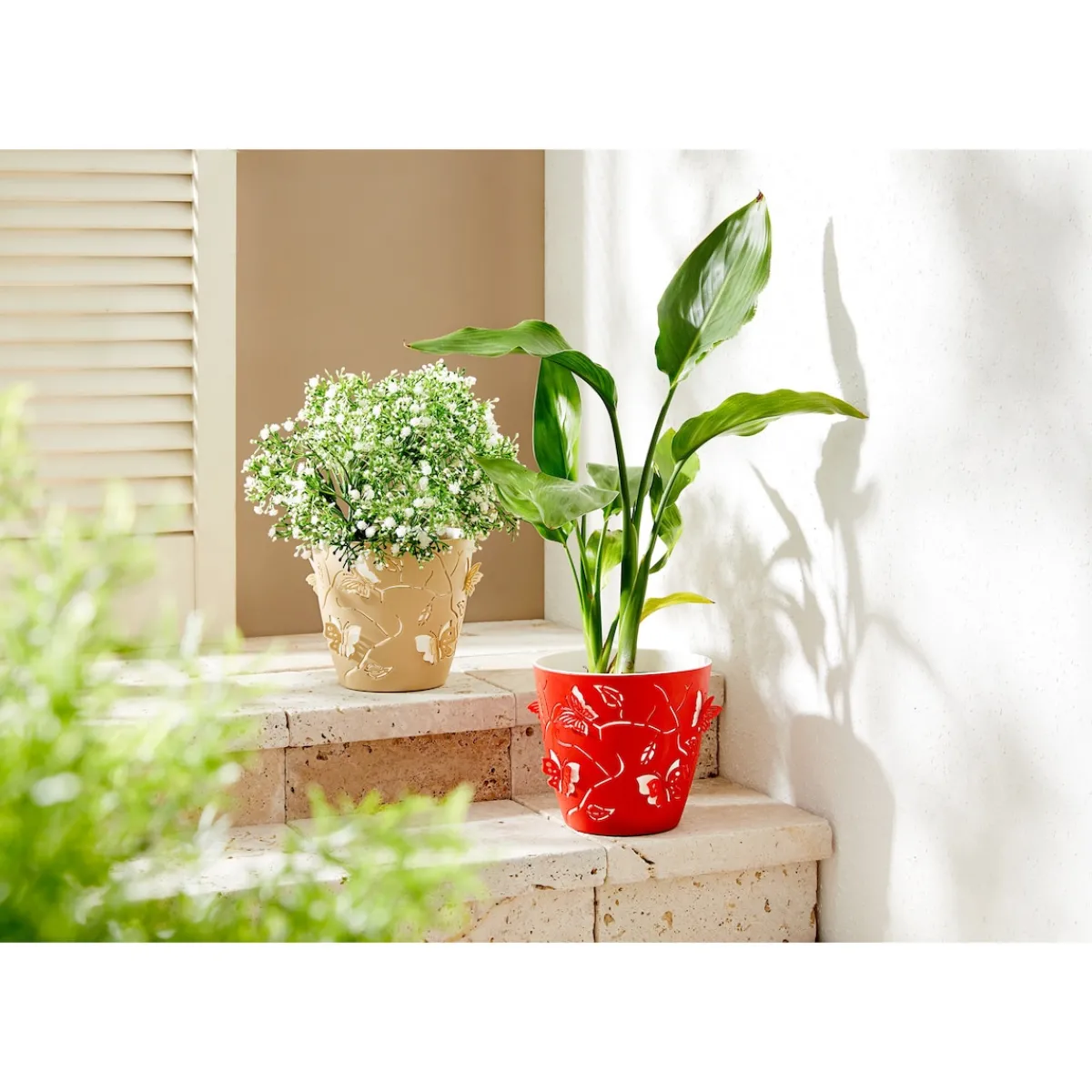 Die moderne Hausfrau 3D-Blumentopf rot