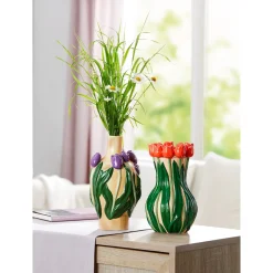 Die moderne Hausfrau 3D-Blumenvase lila Tulpen