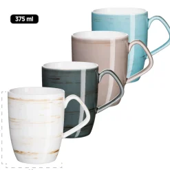 Die moderne Hausfrau Derby Geschirr-Set, Porzellan 4 x Speisteller, 4 x Dessertteller, 4 x Kaffeebecher, 4 x Müslischale