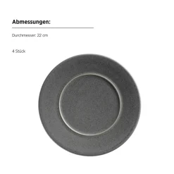 Die moderne Hausfrau Dessertteller Set, Steinzeug Unico Grau
