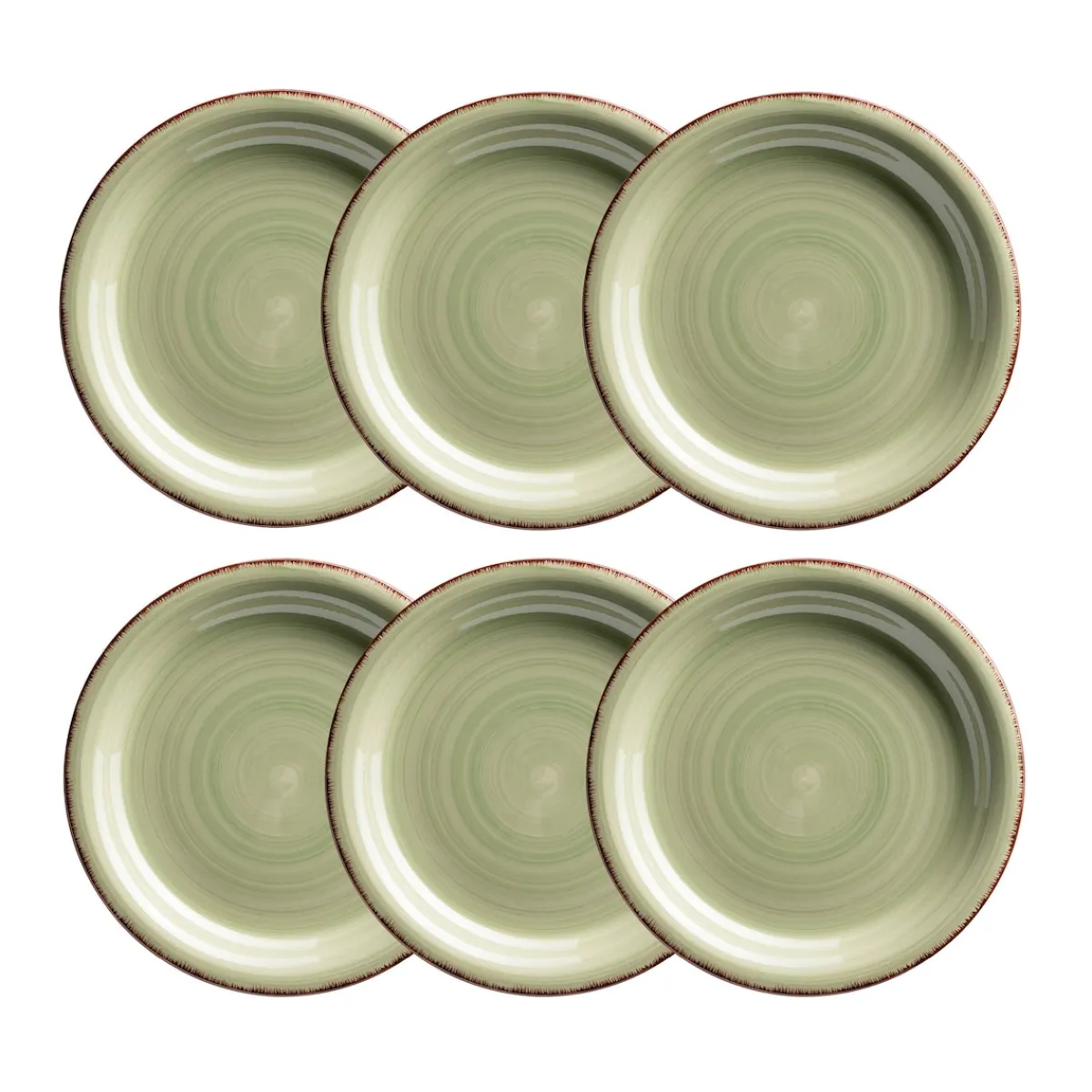 Die moderne Hausfrau Dessertteller-Set, Steingut LUMACA Olivgrün