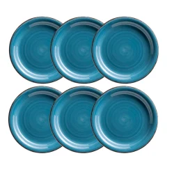 Die moderne Hausfrau Dessertteller-Set, Steingut LUMACA Dunkelblau