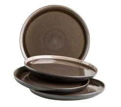 Die moderne Hausfrau Dessertteller-Set, Steinzeug Niara Schwarz / Grau