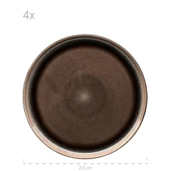 Die moderne Hausfrau Dessertteller-Set, Steinzeug Niara Schwarz / Grau