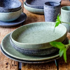 Die moderne Hausfrau Dessertteller-Set, Steinzeug Moos'N'Stein Grün