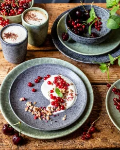 Die moderne Hausfrau Dessertteller-Set, Steinzeug Moos'N'Stein Grau