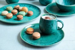 Die moderne Hausfrau Dessertteller-Set, Steinzeug Carellia Blau