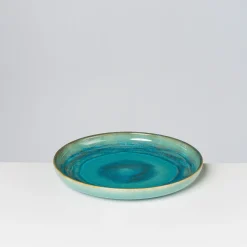 Die moderne Hausfrau Dessertteller-Set, Steinzeug TIEFER SEE Blau / Grün