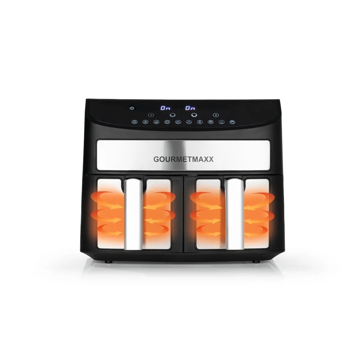 Die moderne Hausfrau Doppelkammer-Heißluftfritteuse 7l, 2400 W