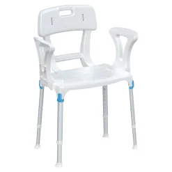 Die moderne Hausfrau Duschhocker "laguna" mit Hygieneausschnitt, Armlehne, Rückenlehne