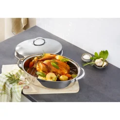 Die moderne Hausfrau Edelstahl-Bräter mit Gittereinsatz, 3 l