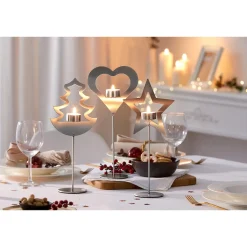 Die moderne Hausfrau Edelstahl-Teelichthalter "Stern" Tanne