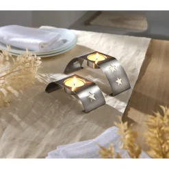 Die moderne Hausfrau Edelstahl-Teelichthalter-Set, 2-teilig