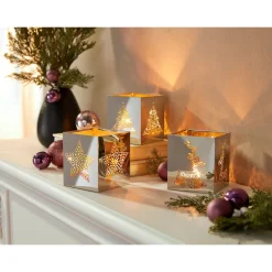 Die moderne Hausfrau Edelstahl-Windlichter, 3 Stück