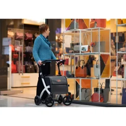 Die moderne Hausfrau Einkaufsrollator Rollz Flex mit Sitz und Tasche, faltbar Pebble White