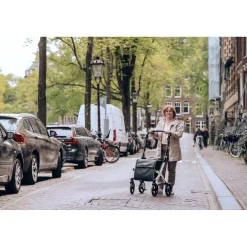 Die moderne Hausfrau Einkaufsrollator Rollz Flex mit Sitz und Tasche, faltbar Pebble White