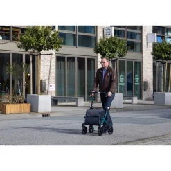 Die moderne Hausfrau Einkaufsrollator Rollz Flex mit Sitz und Tasche, faltbar Jungle Green