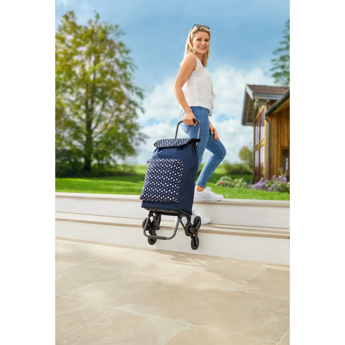 Die moderne Hausfrau Einkaufstrolley „Treppensteiger Punkte“ 2.0