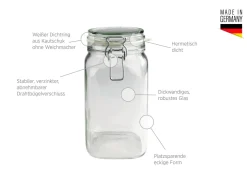 Die moderne Hausfrau Einmachglas mit Deckel, 1,45 l GOTHIKA 6 x Einmachglas