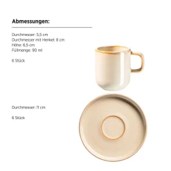 Die moderne Hausfrau Espressotassen-Set, Steinzeug Cordelia Sand