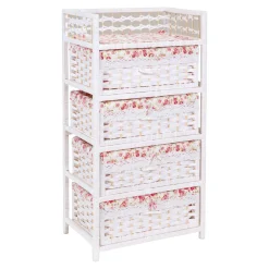 Die moderne Hausfrau Flecht-Kommode „Romantik“ 4 Fächer