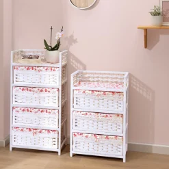 Die moderne Hausfrau Flecht-Kommode „Romantik“ 4 Fächer