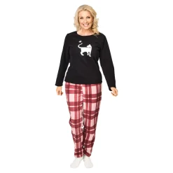 Damen Die moderne Hausfrau Fleece-Schlafanzug „Katze“