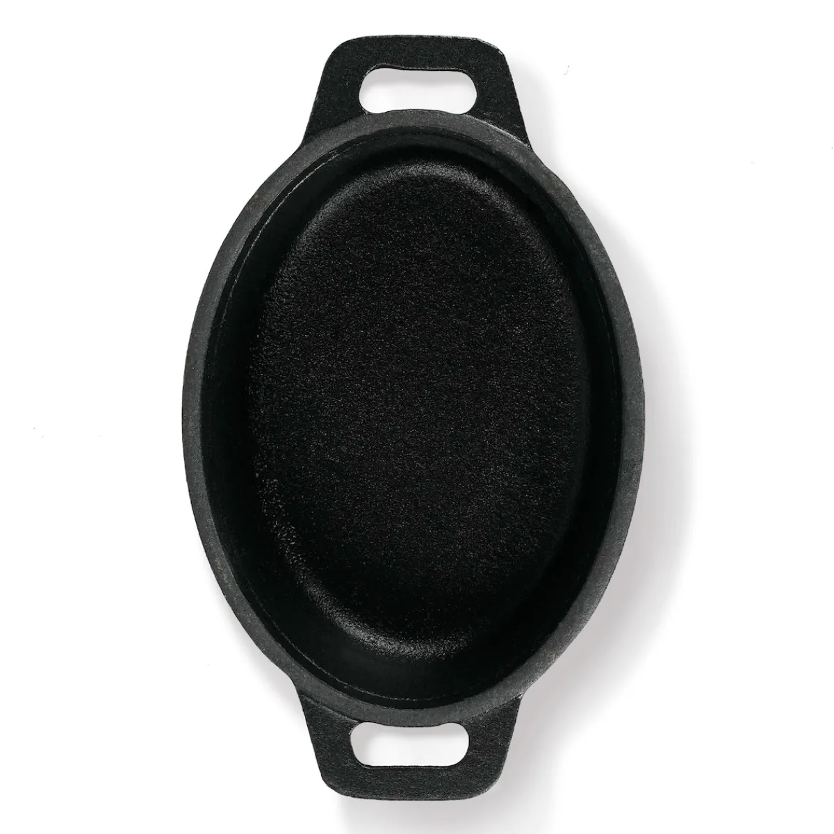 Die moderne Hausfrau Freyersbacher Mini Cocotte 12x8,5 cm Gusseisen, Kleiner Emaille Topf | Oval, mit Brett und Tuch