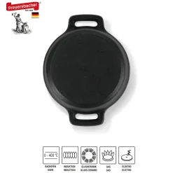 Die moderne Hausfrau Freyersbacher Mini Cocotte 9 cm Gusseisen, Kleiner Emaille Topf | Rund, mit Brett und Tuch