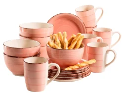 Die moderne Hausfrau Frühstücksgeschirr, Steingut Lumaca Koralle