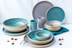 Die moderne Hausfrau Frühstücksset, Steinzeug Candy Blau