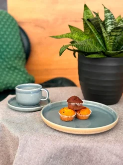 Die moderne Hausfrau Frühstücksset, Steinzeug Candy Blau